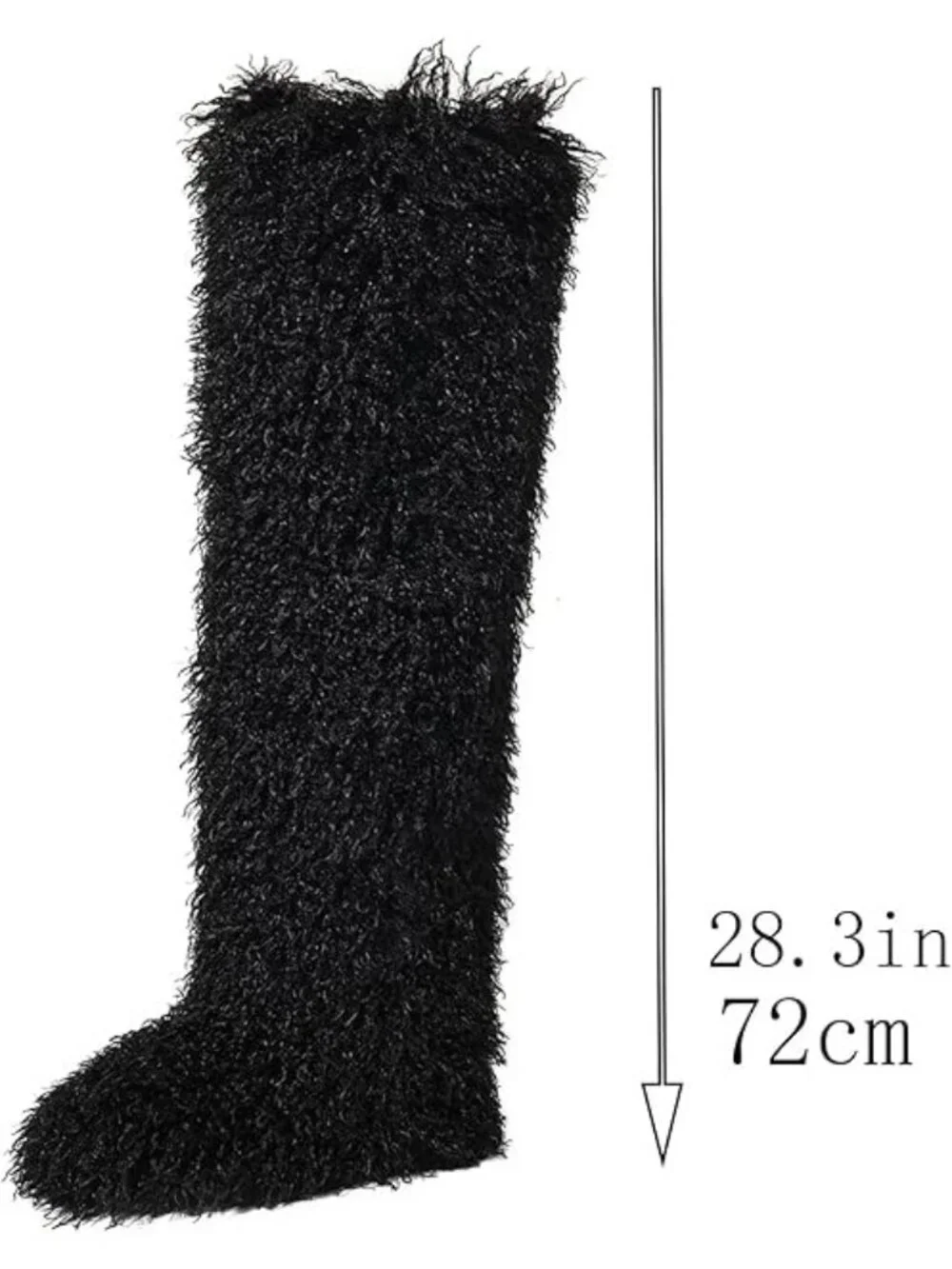 Faux Fur Over the Knee Boots Plush Lining Black 28 In Womens Size 7 Wide Calf
